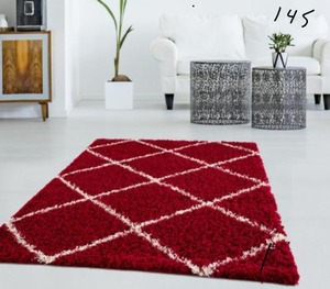 lot 145 image: MSRUGS Moon Trellis Shaggy Red 5 ft. x 7 ft. Polypropylene Area Rug (Brand Rating 4.15)