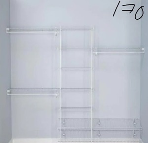 lot 170 image: CLOSETMAID SuperSlide 5 ft. to 8 ft. 12.9 in. D x 96 in. W x 86.3 in. H White Ventilated Wire Steel Closet System Organizer Kit