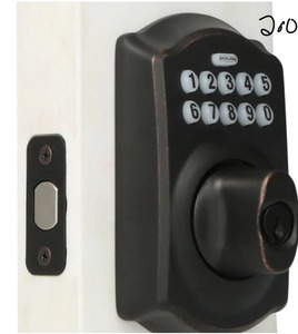 lot 200 image: SCHLAGE Camelot Aged Bronze Keypad Electronic Door Lock Deadbolt