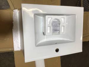 lot 3 image: Timeless Home 24 in. W x 18.31 in. D x 19.69 in. H Single Bathroom Vanity in White with Porcelain good (good condition) see all pictures