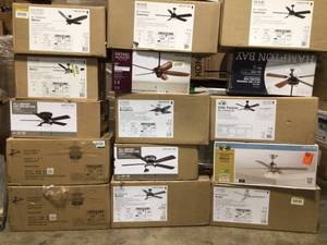 lot 10 image: Pallet of assorted Ceiling Fans various sizes Customer Returns