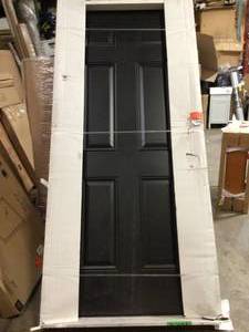 lot 38 image: 36 in. x 80 in. 6-Panel Left Hand Inswing Painted Steel Prehung Front Exterior Door No Brickmold by Masonite (see all pictures)