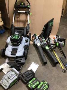 lot 42 image: PALLET OF EGO OUTDOORLAWN CARE ASSORTED TOOLS (working condition) see pictures