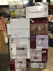 lot 47 image: PALLET OF ASSORTED LIGHTING AND FANS VARIOUS SIZES. SEE PICTURES