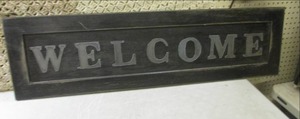 lot 6 image: (F-1) Wood WELCOME Sign 40 x 11...