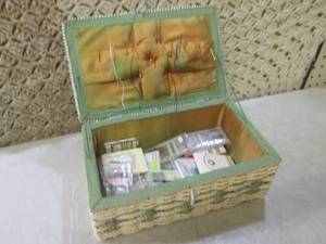lot 37 image: (BS) Sewing Box with Assortment of ...