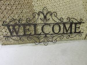 lot 45 image: (E-1) Metal WELCOME Sign 32 x 15...