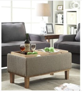 lot 51 image: Brentwood Sandstone Storage Ottoman by Convenience Concepts ITS RETAIL PRICE is $127.28