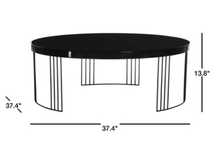 lot 131 image: Keelin 38 in. Black Medium Round Wood Coffee Table by Safavieh ITS RETAIL PRICE is $207.81