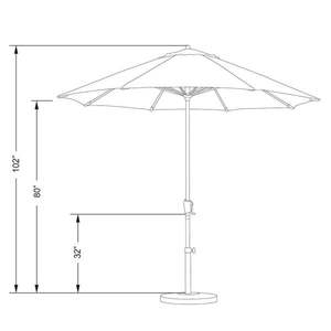 lot 135 image: 9 ft. Bronze Aluminum Pole Market Aluminum Ribs Auto Tilt Crank Lift Patio Umbrella in Forest Green Sunbrella by California Umbrella ITS RETAIL PRICE is $199.78