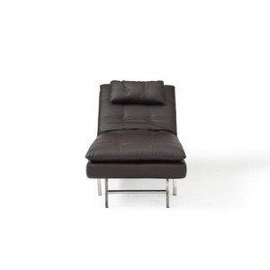lot 165 image: Arnold Faux Leather Convertible Chaise Lounge with Tan Stiching in Brown by Relax A Lounger Its RETAIL PRICE IS $236.68