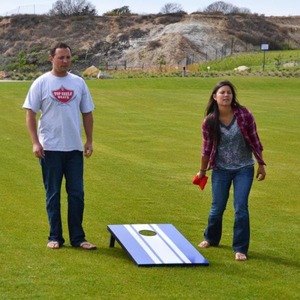 lot 167 image: 3 ft. x 2 ft. Classic Cornhole Set, Travel Case and Game Rules by GoSports Its RETAIL PRICE IS $59.99
