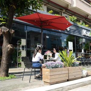 lot 175 image: 9 ft. Steel Market Half Patio Umbrella in Red by Villacera Its RETAIL PRICE IS $66.64