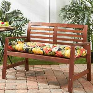lot 176 image: Aloha Floral Black Rectangle Outdoor Bench Cushion by Greendale Home Fashions Its RETAIL PRICE IS $42.71