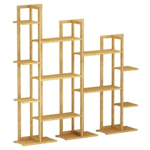 lot 194 image: 7-Tier Wooden Rack Indoor Outdoor Bamboo Shelf Flower Pot Plant Stand Its RETAIL PRICE is $98.50