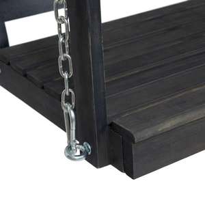 lot 203 image: Tambora 47.75 in. 2-Person Dark Grey Wood Porch Swing by Noble House Its RETAIL PRICE is $235.27