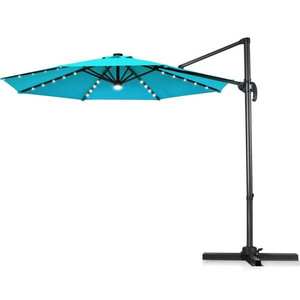 lot 206 image: 10 ft. Offset Cantilever Solar Lights Patio Umbrella in Blue by CASAINC Its RETAIL PRICE is $264.88