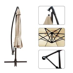 lot 12 image: 11 ft. Market Umbrella Cantilever Tilt Patio Umbrella in Beige with Crank and Cross Base The retail price $189.99