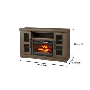 lot 35 image: Caufield 54 in. Media Console Infrared Electric Fireplace in Honey Ash The retail price $299.00