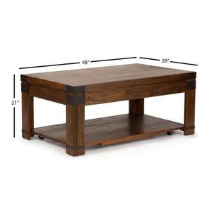 lot 36 image: Arusha 48 in. Cherry Large Rectangle Wood Coffee Table with Lift Top The retail price $288.31