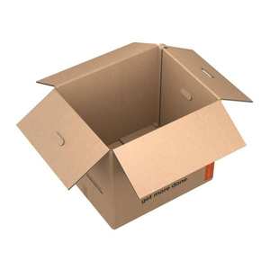 lot 121 image: 24 in. L x 20 in. W x 21 in. D Heavy-Duty Extra-Large Moving Box with Handles (10-Pack) The retail price $49.80