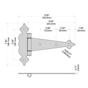 lot 153 image: 2 OF Black Stainless Steel Decorative Gate Tee Hinge and Latch Set The retail price $52.85
