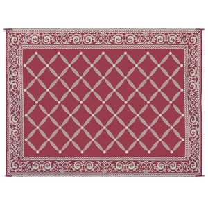 lot 159 image: 9 ft. x 12 ft. Reversible RV Patio Mat, BurgundyBeige The retail price $44.81