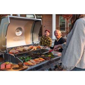 lot 9 image: 4-Burner Propane Gas Grill in Stainless Steel with Side Burner by Nexgrill Its RETAIL PRICE is $299