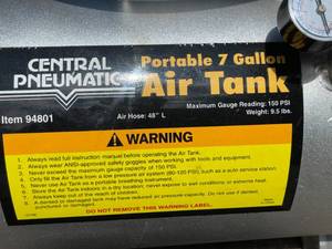 lot 52 image: Central Pneumatic Portable 7 Gallon Air Tank