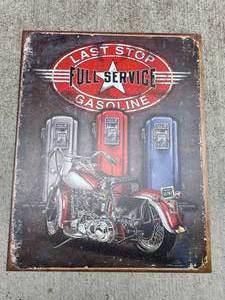 lot 70 image: Last Stop Gasoline Metal Sign