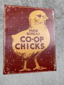 lot 73 image: Farm Bureau Co-Op Chicks Metal Sign