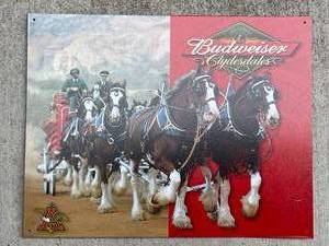 lot 75 image: Budweiser Clydesdales Metal Sign