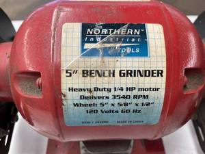 lot 168 image: Northern Industrial 5 Inch Bench Grinder