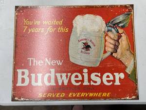 lot 234 image: Budweiser Metal Wall Sign