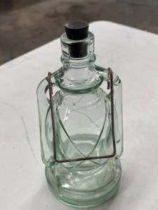 lot 335 image: Green Glass Lantern Decanter