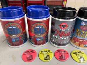 lot 338 image: Back to the 50s Collectors Mugs and Buttons Pin Backs
