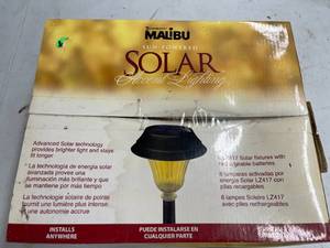 lot 446 image: Malibu 6 Piece Solar Garden Lights With Amber Shades