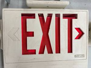 lot 447 image: Sure Light Hardwired Exit Light With Two Spotlights