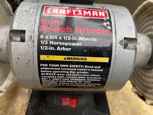 lot 416 image: Craftsman 6 Inch Bench Grinder With Stand