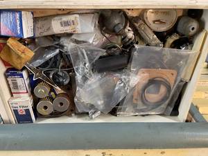 lot 479 image: Vintage Toolbox Full of Used Auto Parts