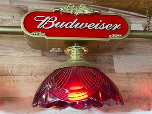 lot 580 image: Budweiser Ceiling Mount 3 Shade Light