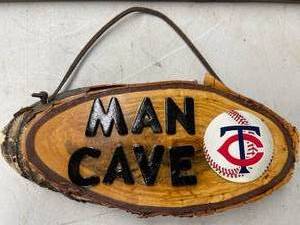 lot 584 image: 2 Fun Wooden Man Cave Signs