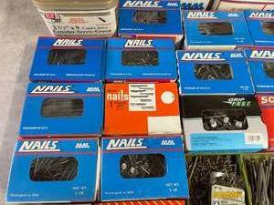 lot 608 image: Large Nails, Screws, Fasteners Lot
