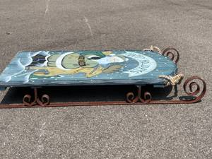 lot 657 image: Happy Holidays Wood and Metal Decorative Sled