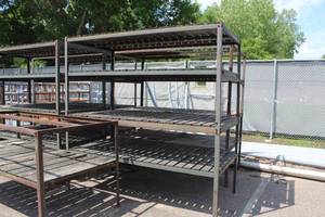 Industrial Metal Shelving Unit with Wood Board Shelf 4-tier 96Lx48Wx96H