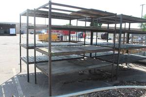 Industrial Metal Shelving Unit with Wood Board Shelf 4-tier 96Lx48Wx96H