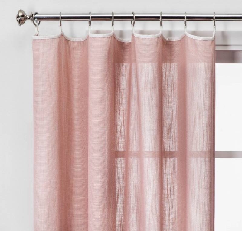 lot 32 image: Pink Feather Sheer Long Window Curtain Panel with Rings. 