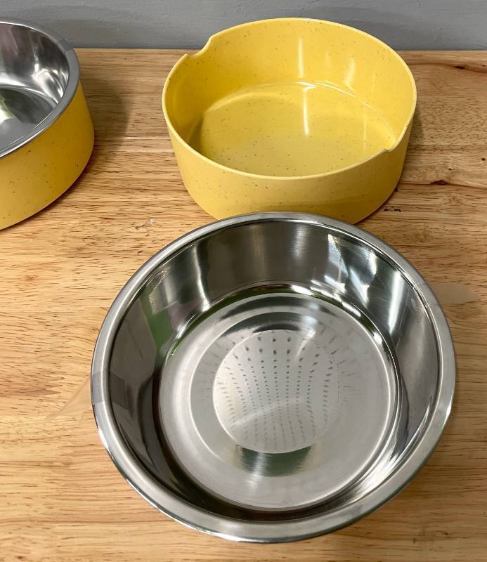 lot 46 image: Boots & Barkley Large Yellow Dog Bowls.  