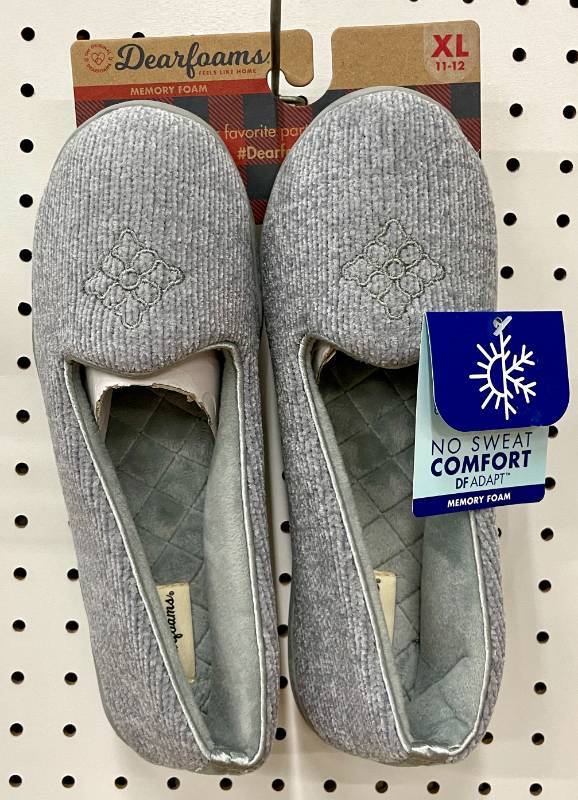 lot 93 image: Dearforms Memory Foam Gray Womens Slippers XL