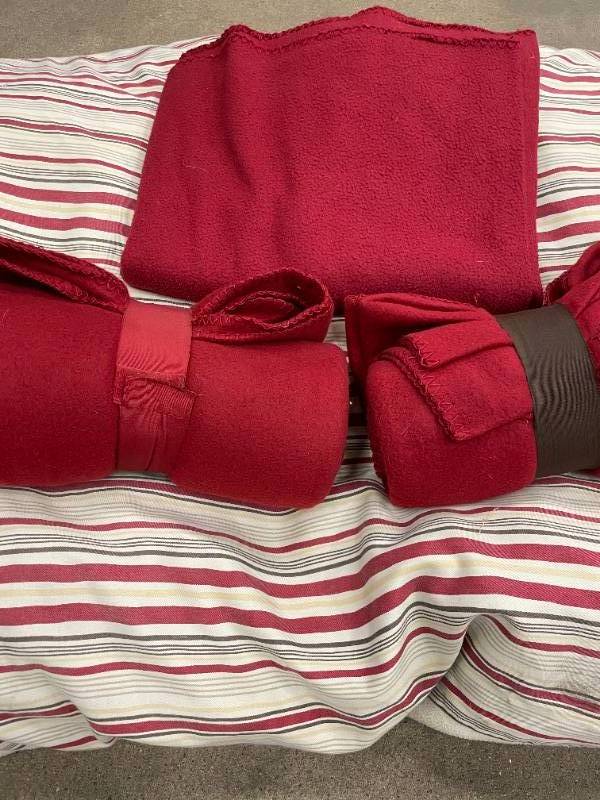 lot 79 image: Extra Large Dog Bed and 3 Doggie Throw Blankets